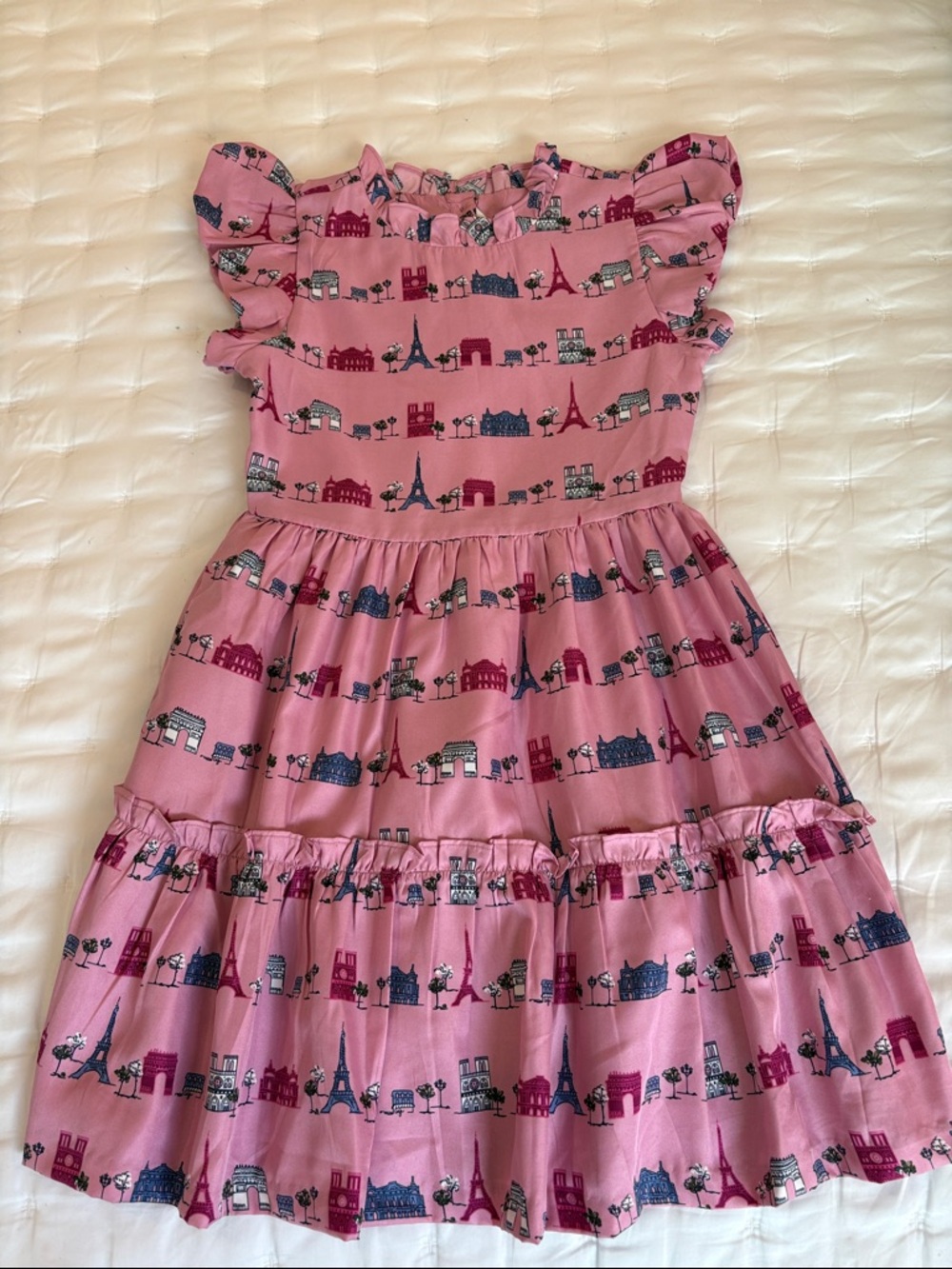Janie and Jack Pink Paris Print Ruffle Dress